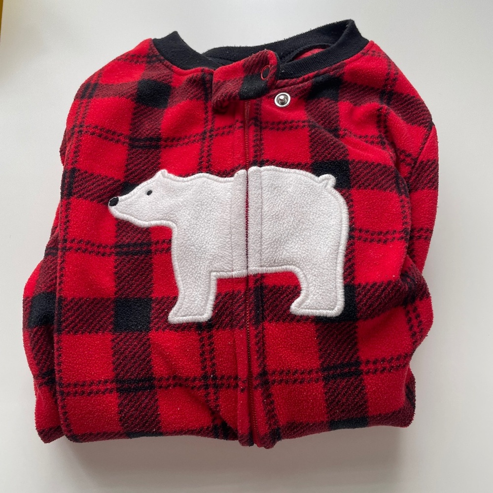 👶🏻 4/20$  Carter's  2T - Fleece footed PJ with bear - VGUC